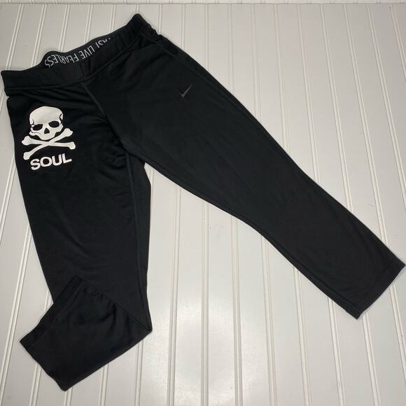Nike Dri Fit Women's Black Mid Calf Running Soul Leggings Size Small - Picture 1 of 13